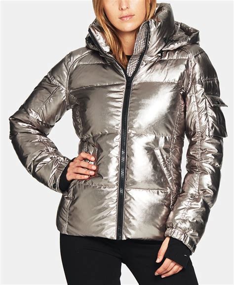 S13 Kylie Metallic Hooded Down Puffer Coat 